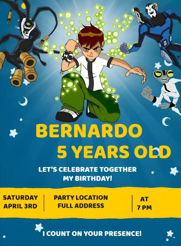 Ben 10 Monsters invitation