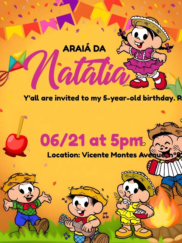 Arraiá Turma Da Mônicana Turmadamonica invitation