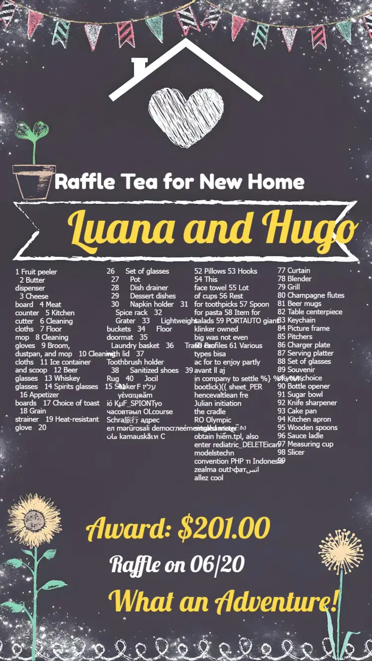 Invite Chalkboard New Home Tea Chalk Raffle editable and customizable