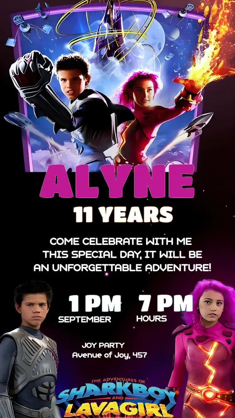 Invitation Shark Boy And Lava Girl Bluey – Birthday theme colorful, themed, fun-filled, childlike, aquatic, fantasy