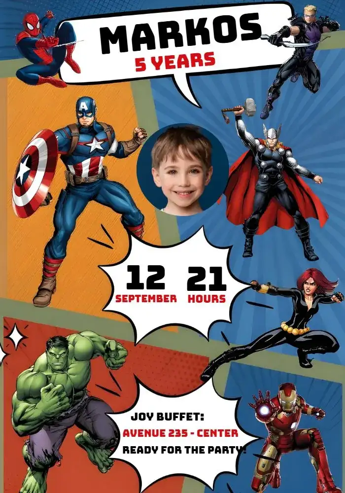 Avengers With Photo Boy