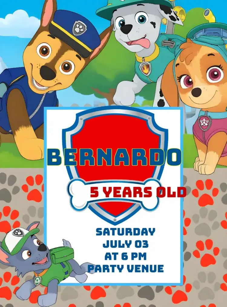 Paw Patrol Boy invitation