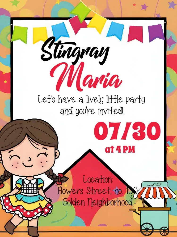 Invitation Arraiá Festa Junina São – Commemorative Dates theme vibrant, colorful, traditional, festive, typical, cheerful