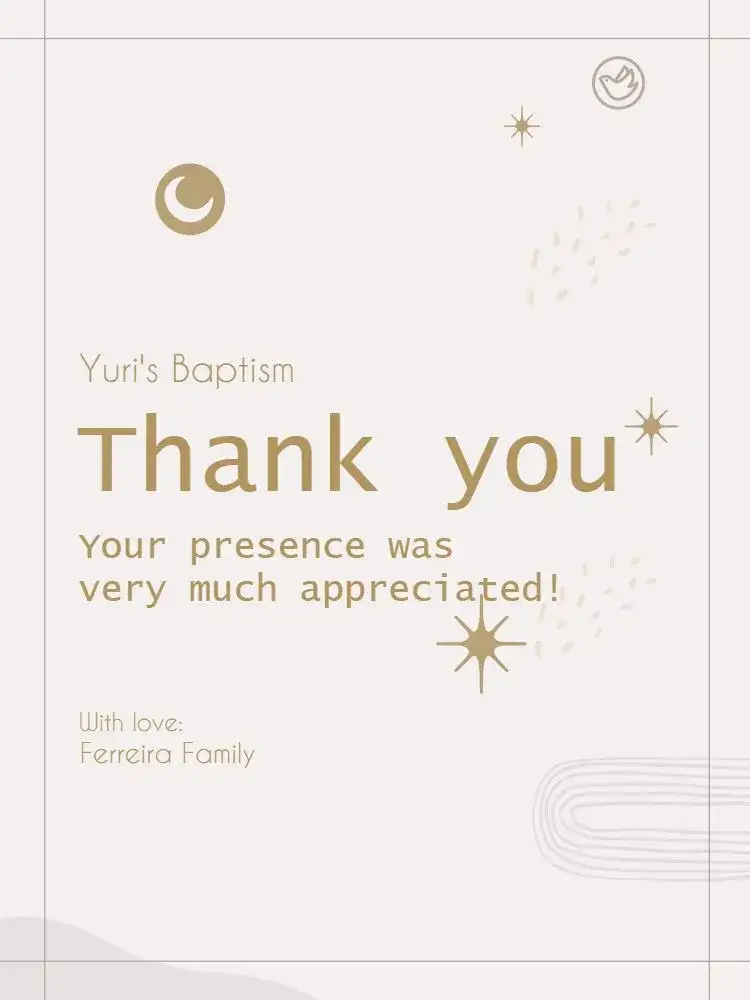 Minimalist Star Baptism Thank You Card