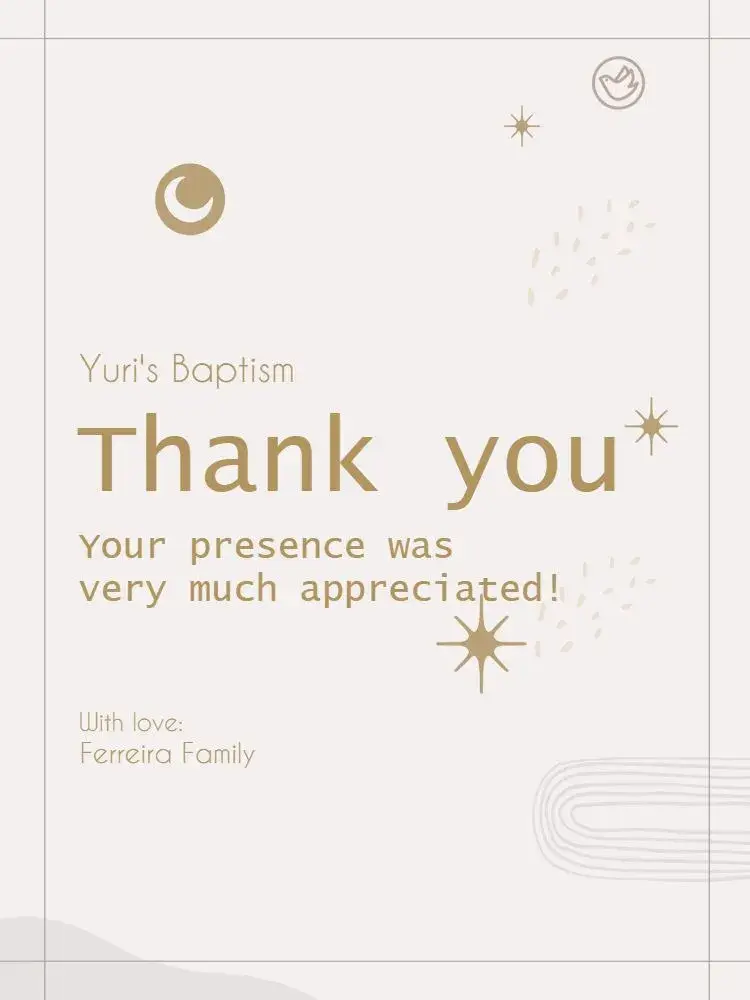 Minimalist Star Baptism Thank You Card invitation