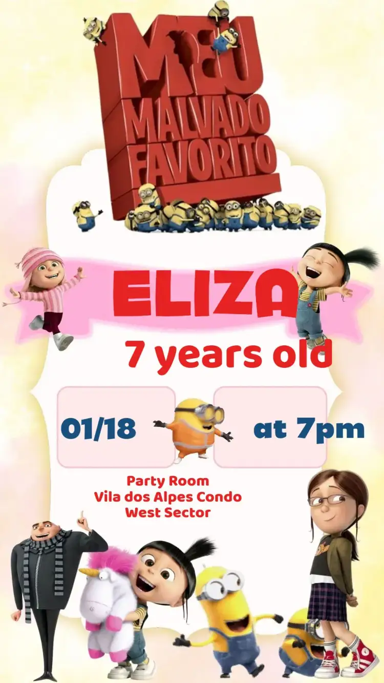 Invitation Despicable Me – Card theme fun-filled, colorful, themed, child-friendly, lively, vibrant