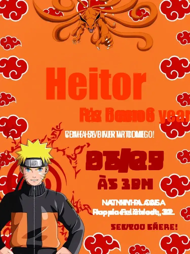 Invitation Naruto 9 – Kids' Birthday Party theme colorful, anime, adventure, modern, youthful, themed