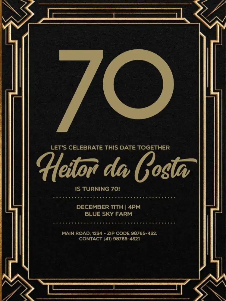 70 Years Elegant Party invitation