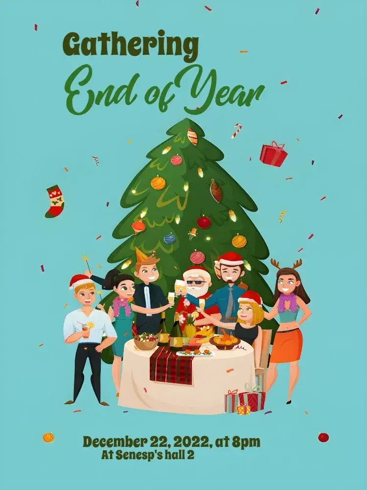 Invitation Company Tree Christmas Party – Commemorative Dates theme blue, green, white, festive, playful, contemporary