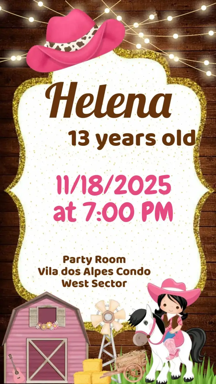 Invitation Rodeo Party – Kids' Birthday Party theme rural, colorful, fun, vibrant, childlike, playful