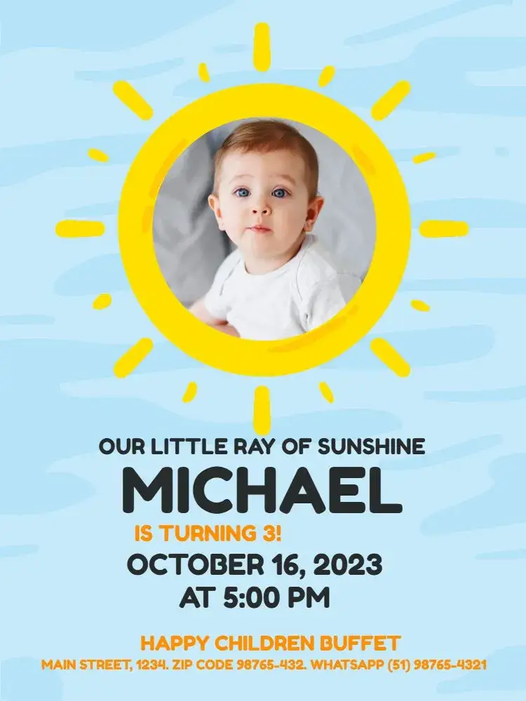 Sunbeam With Blue Boy Photo invitation
