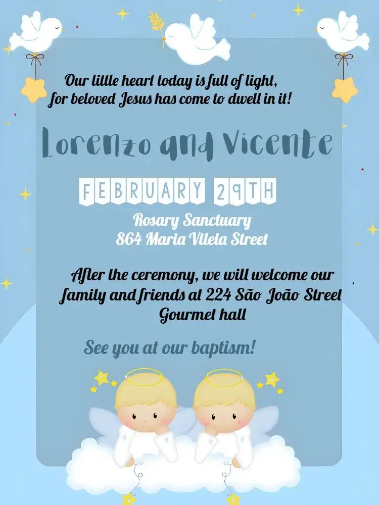 Orange Brothers Baptism invitation