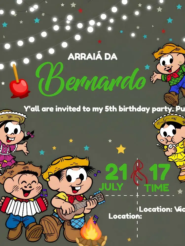 Arraiá Turma Da Mônica Turmadamonica invitation