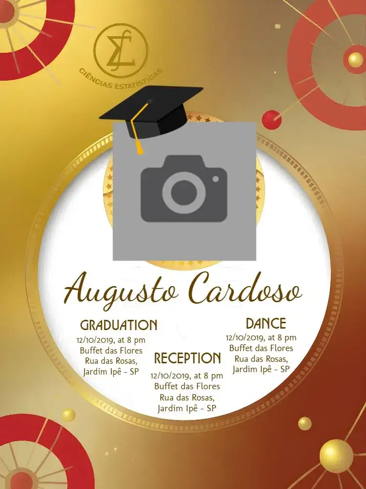 Invitation Graduation in Statistical Sciences With Photo Statistics – Graduation theme golden, contemporary, stylish, minimalist, sophisticated