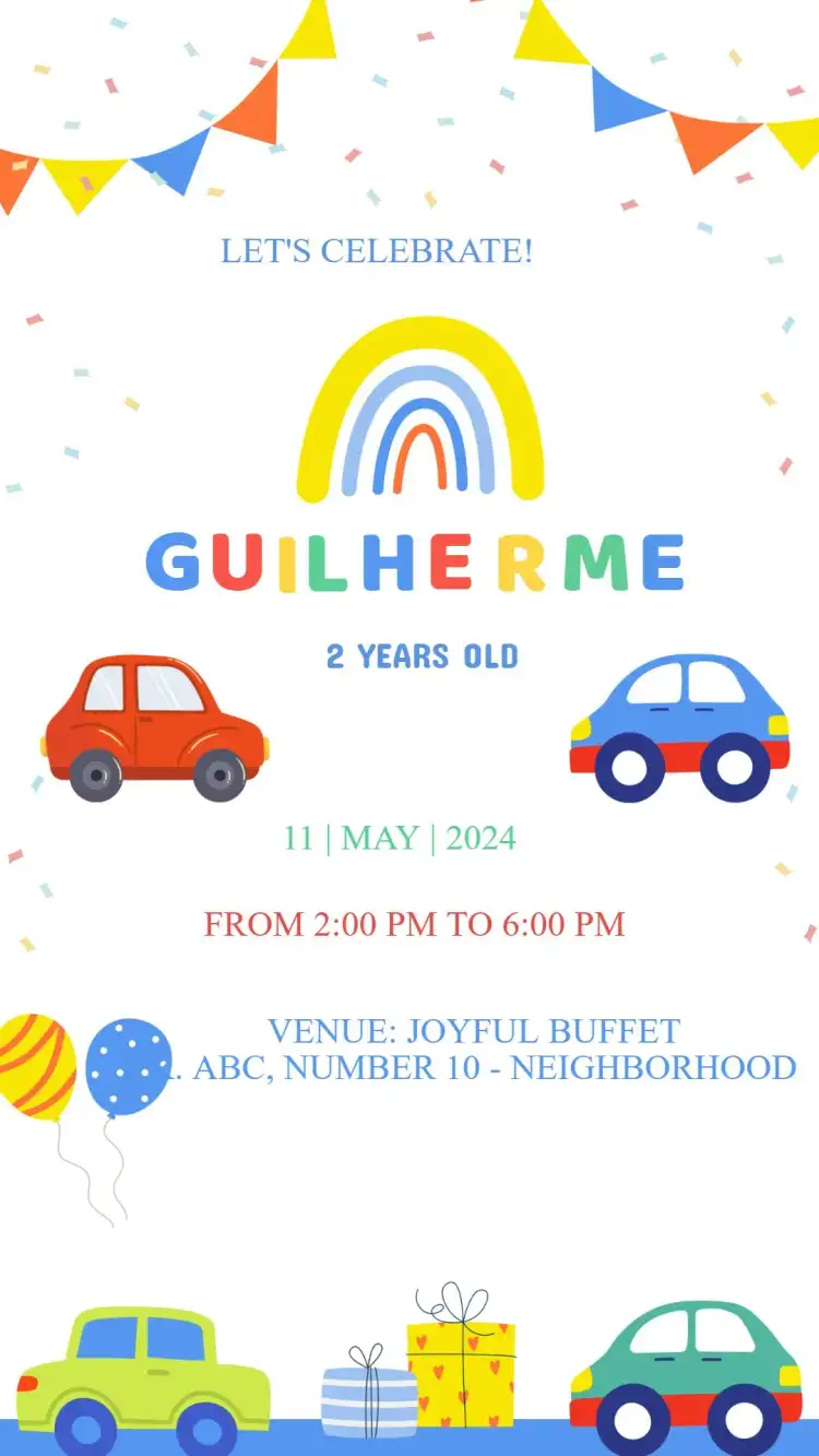 Birthday Invitation Cars