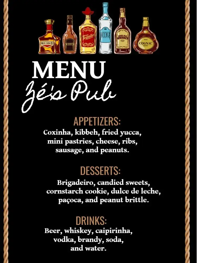 Invite Brown Pub Menu editable and customizable