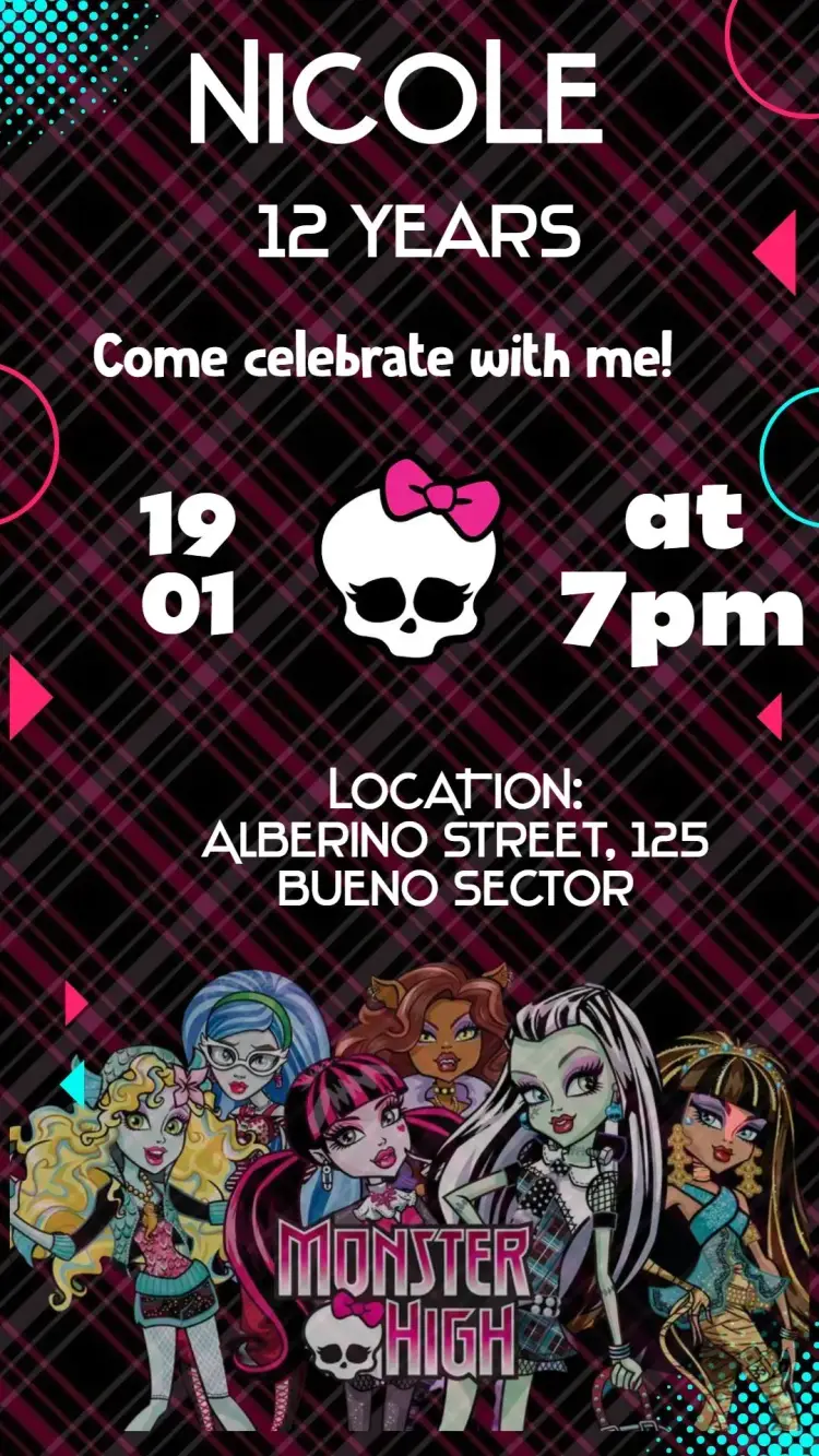 Invite Monster High editable and customizable