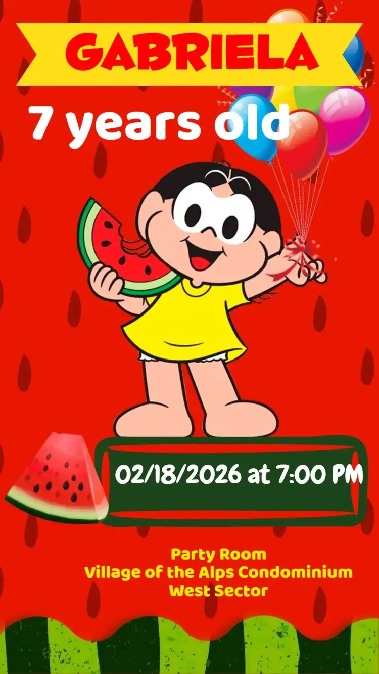 Invitation Magali – Kids' Birthday Party theme colorful, fun, playful, childish, themed