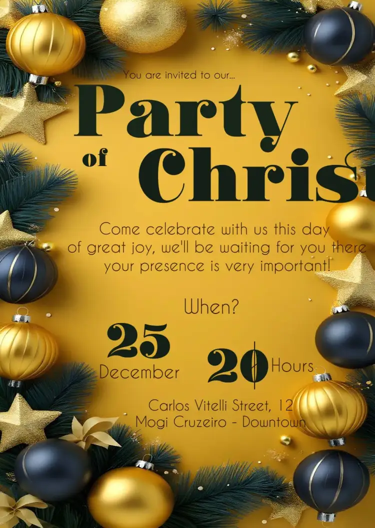Invitation Christmas Christmas Party – Commemorative Dates theme vibrant yellow, festive, Christmas-themed, Christmas graphic elements, modern, cheerful