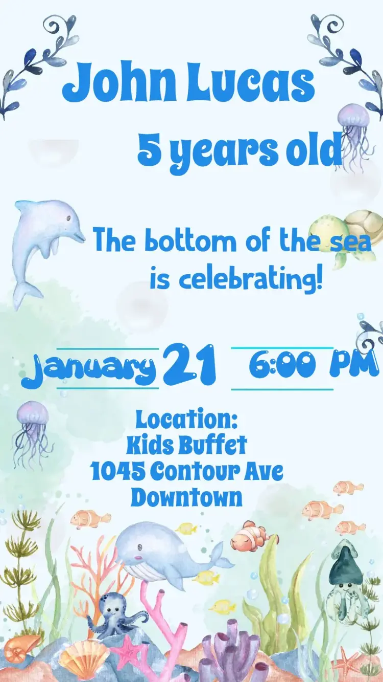 Underwater Watercolor Theme invitation