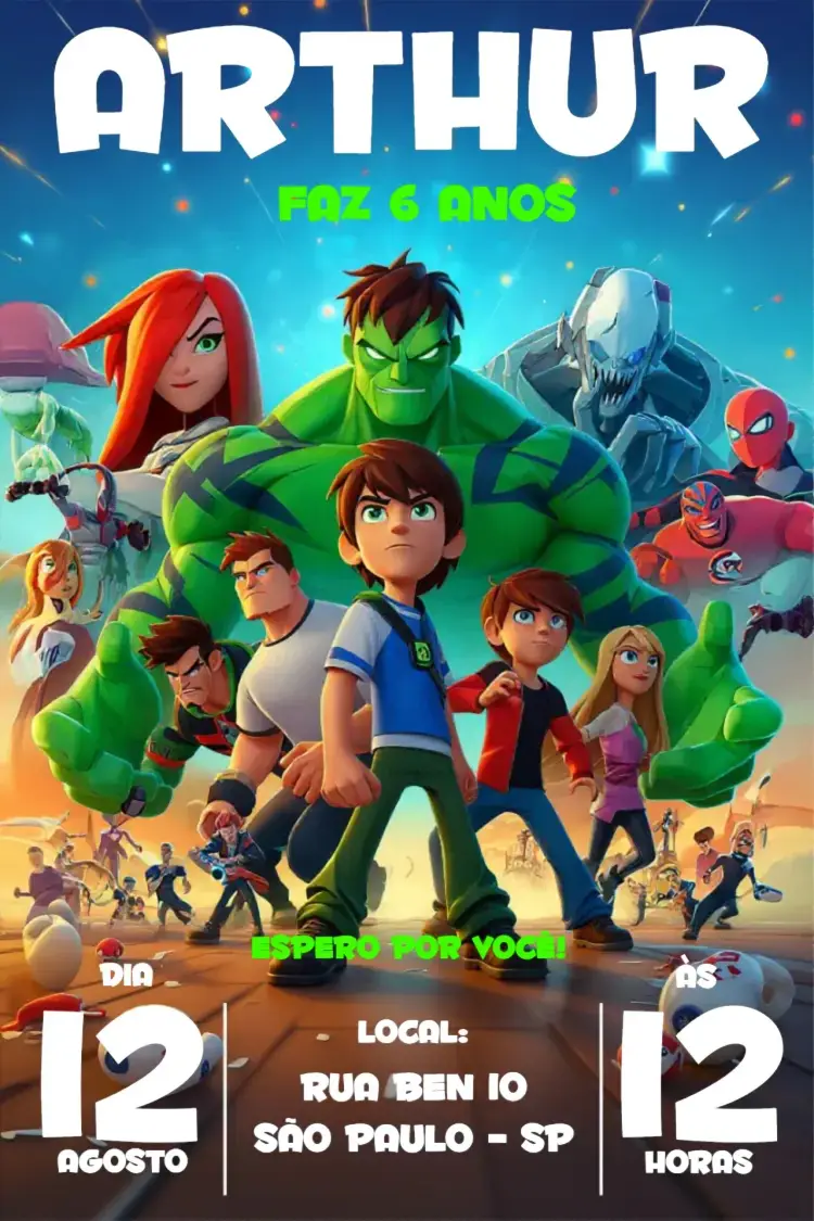 Ben 10 Kids invitation