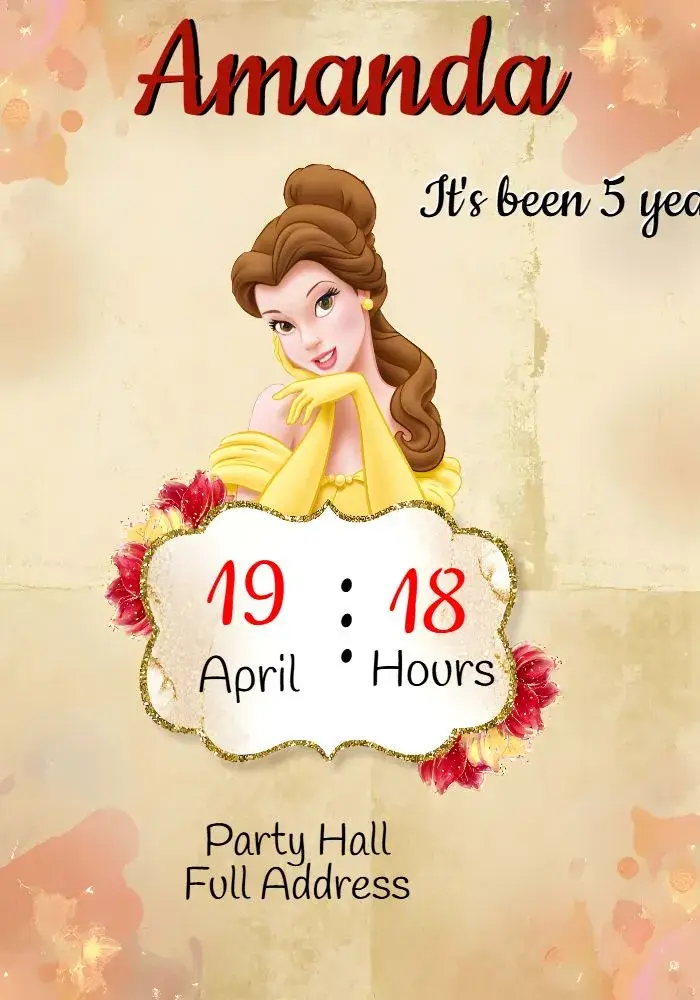 The Beauty And The Beast Yellow invitation