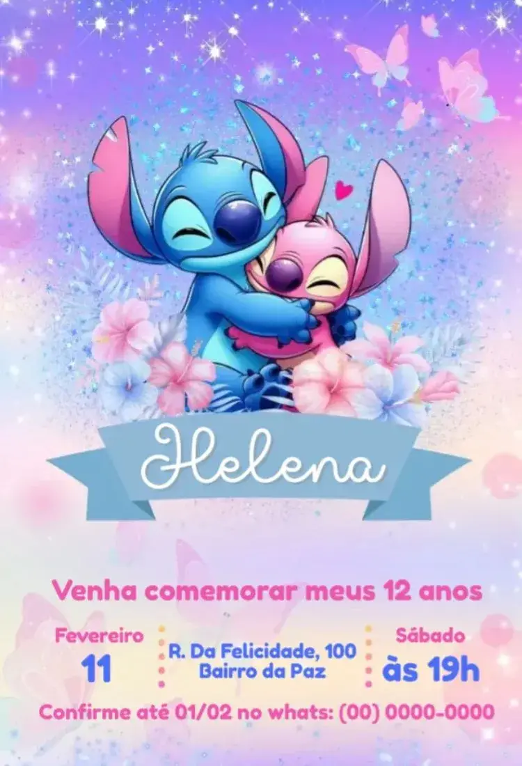 Stitch and Angel Butterfly invitation
