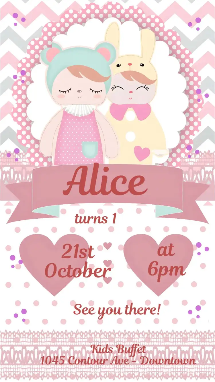 Invitation Metoo Candy Color Doll – Kids' Birthday Party theme candy color, cute, fun, colorful, childlike