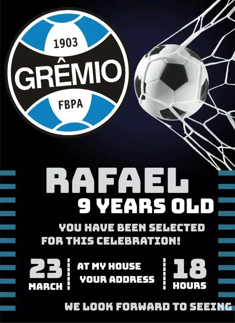 Invite Grêmio 3 editable and customizable