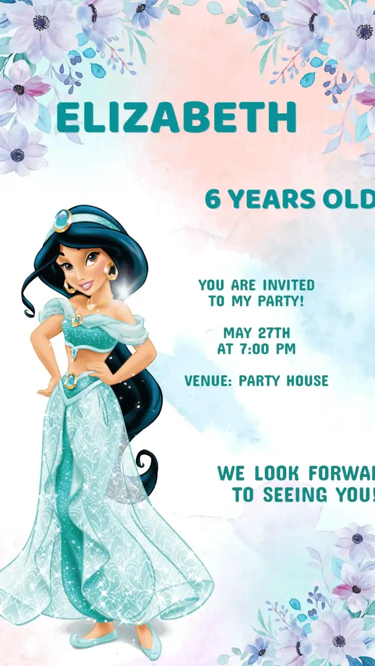 Princess Jasmine Birthday Invitation