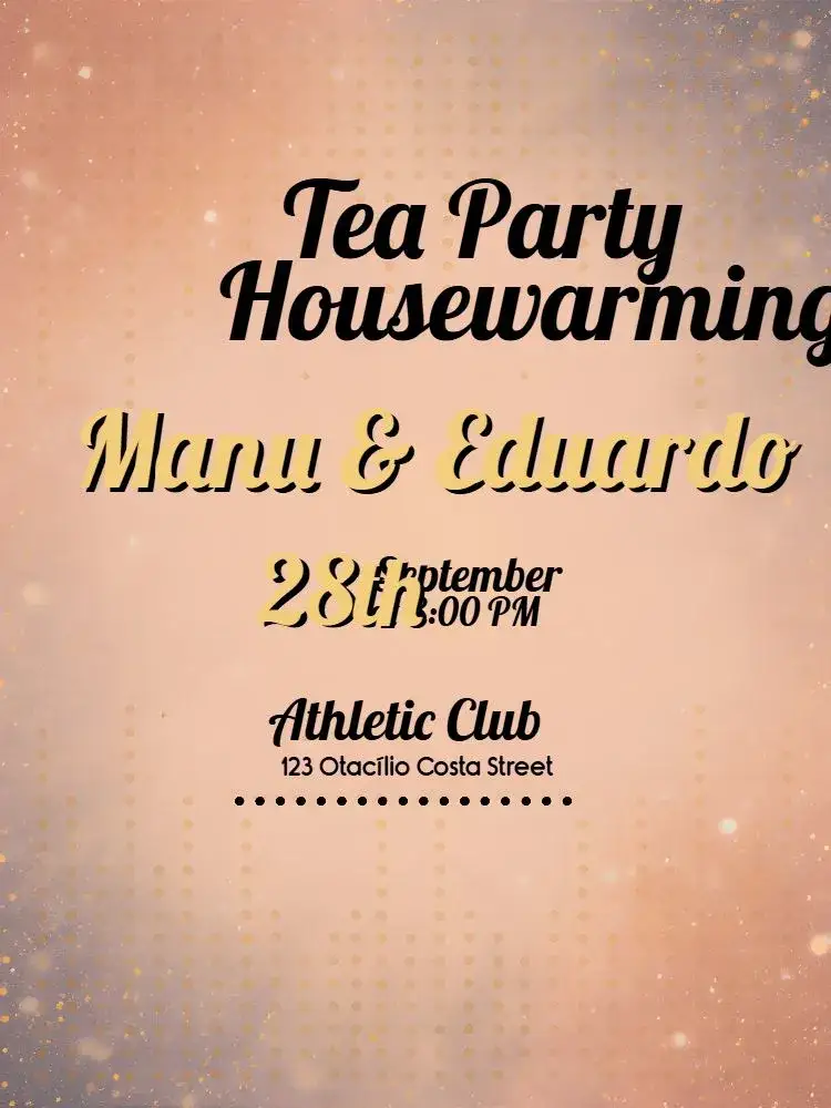 Invitation Bridal Housewarming Tea – Bridal Shower theme golden, white, elegant, minimalist, modern