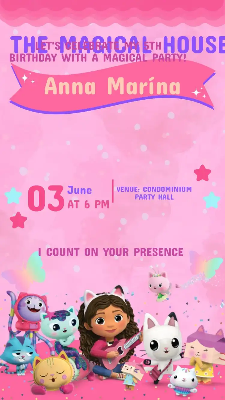 Digital Invitation The Magical House of Gabi Kids Editable and Personalized