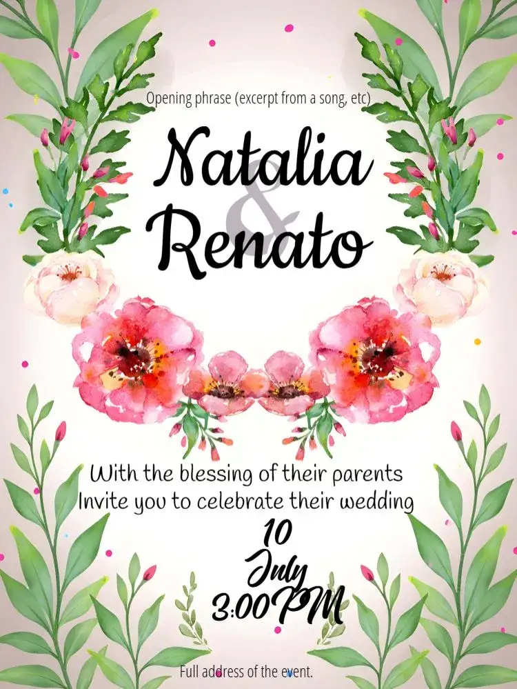 Invitation Watercolor Floral Wedding – Wedding theme floral, watercolor, romantic, delicate, elegant, colorful
