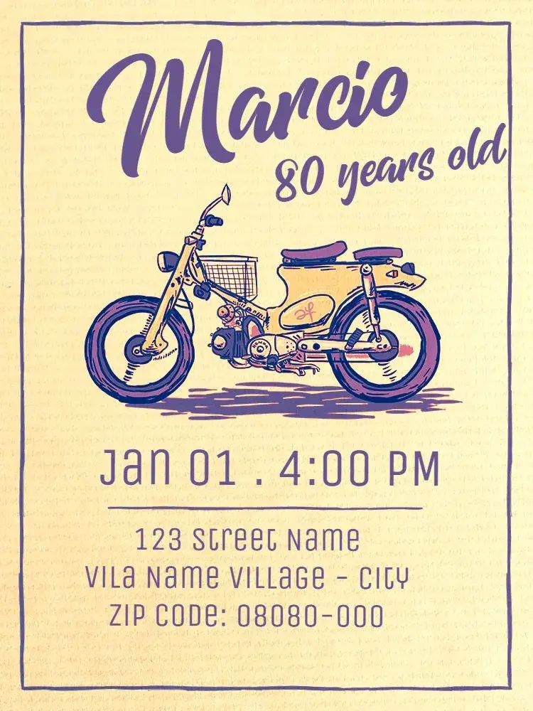 Virtual 80 Years - Vintage Motorcycle invitation