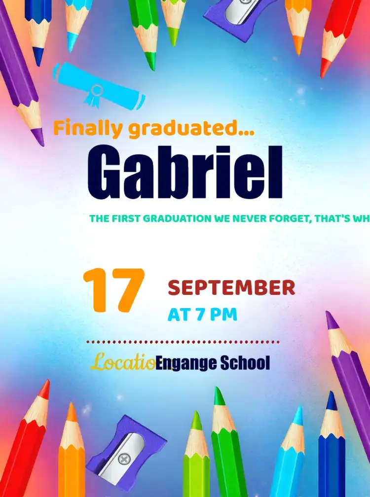 Invitation Preschool Garden Graduation – Graduation theme colorful, playful, educational, cheerful, childlike