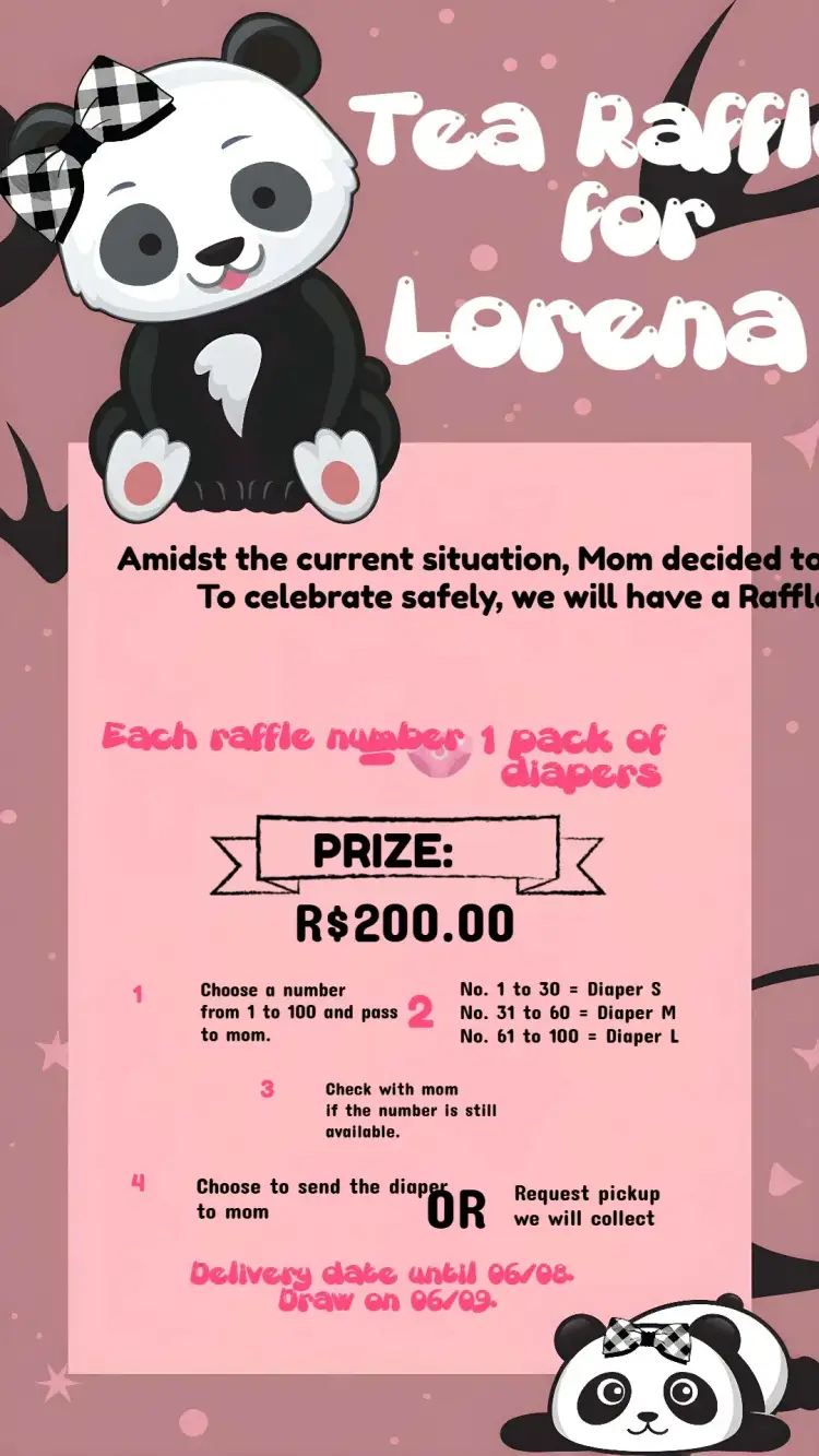 Panda Diapers Raffle Tea invitation