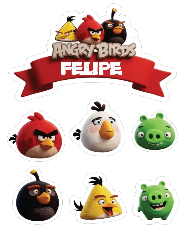 Invitation Angry Birds – Cake topper theme vibrant, playful, colorful, fun-filled, themed
