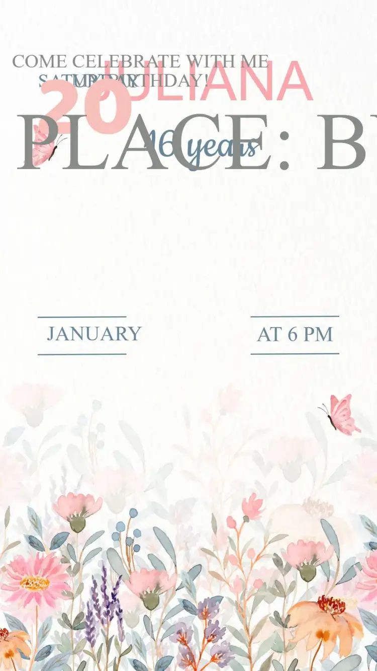 Invitation Garden Birthday Invitation – Birthday theme floral, pastel, romantic, elegant, natural, vintage