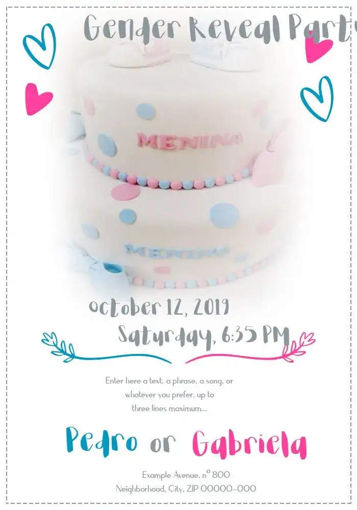Invitation Baby Gender Reveal Tea Party Rose – Gender Reveal theme modern, cute, minimalist, colorful, delicate, fun