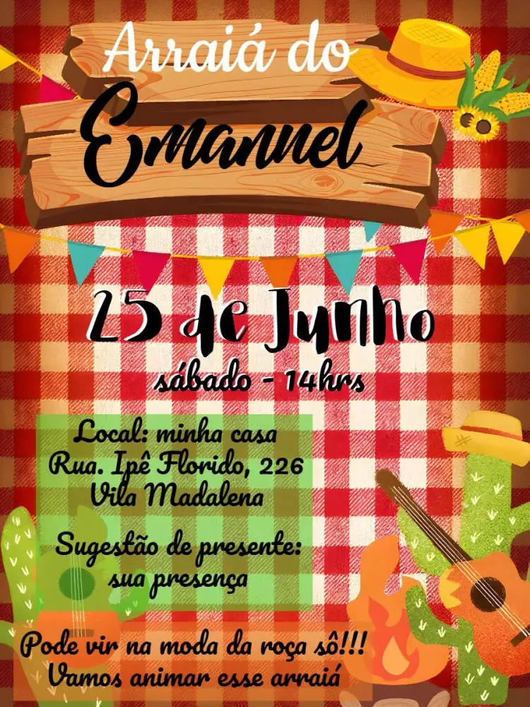 Arraiá Festa Junina Sertanejo invitation