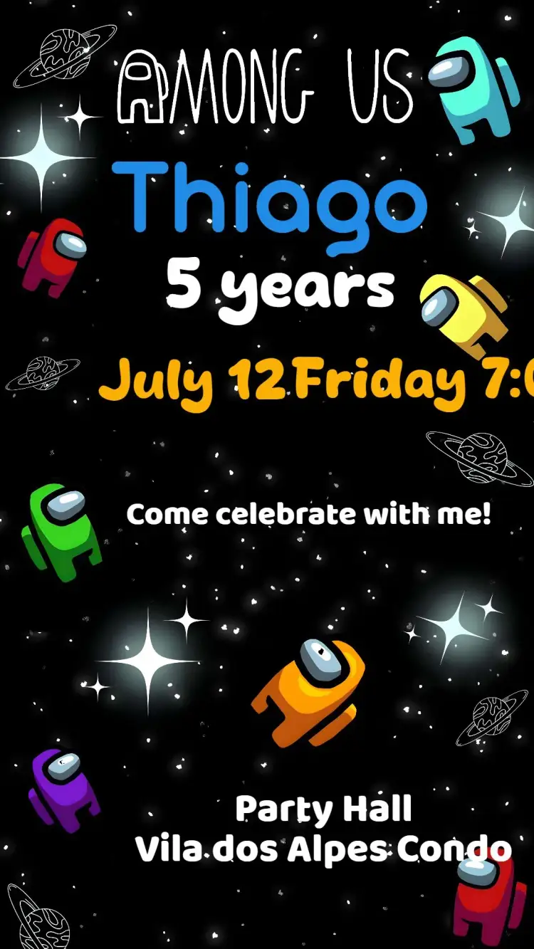 Invitation Among Us – Kids' Birthday Party theme colorful, playful, modern, fun, themed, games