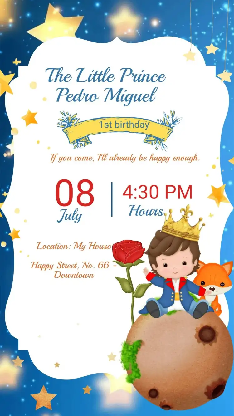Little Prince Children's Birthday Invitation