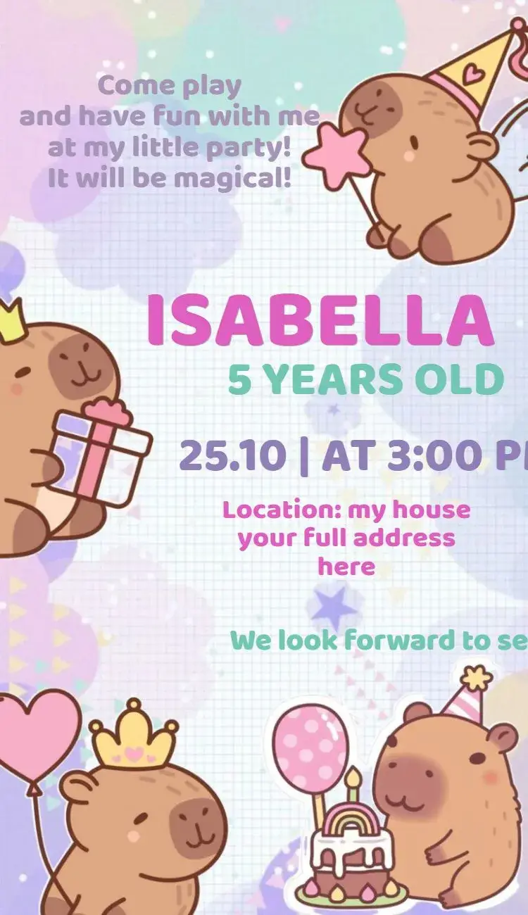 Lilac Capybara Invitation