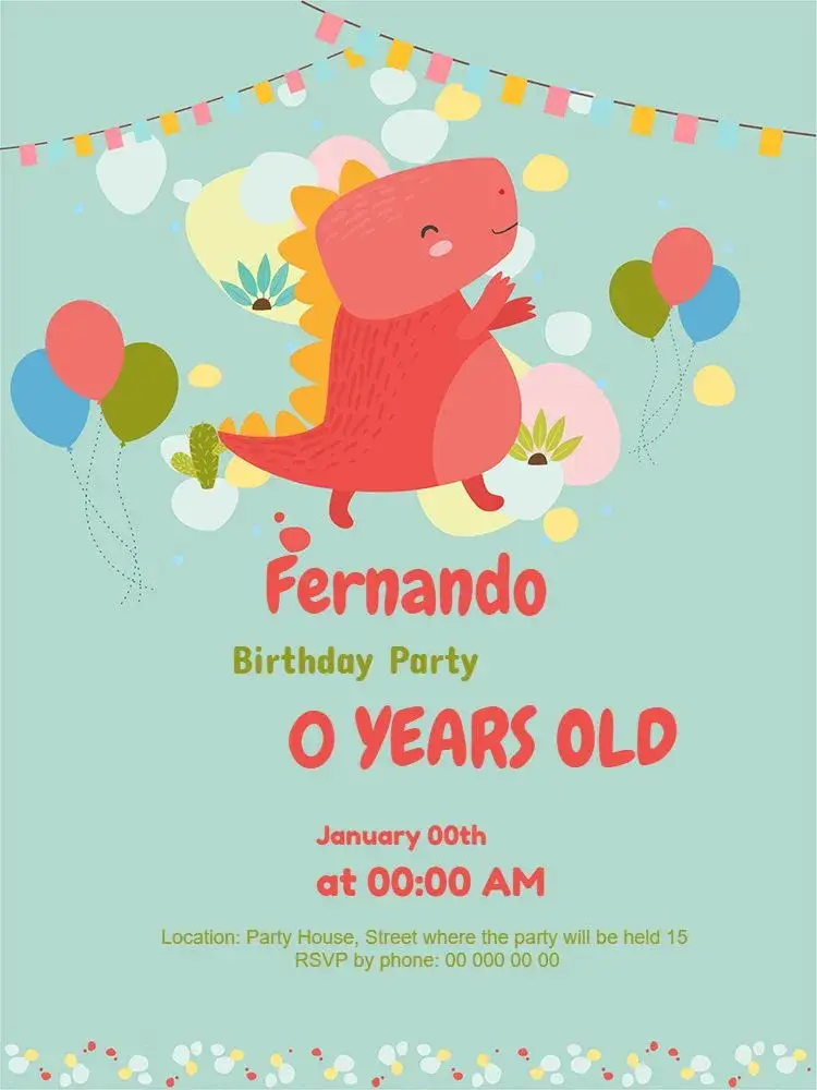 Invite Dinosaur Celebration editable and customizable