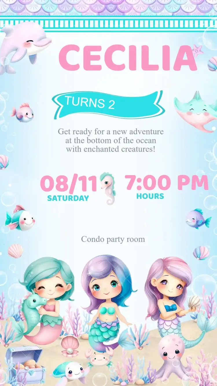 Mermaids Under the Sea Birthday Invitation