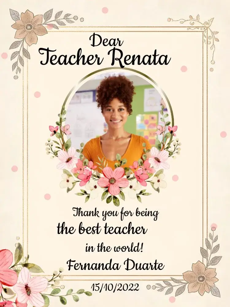 Invitation Teachers' Day Card With Pink Photo – Commemorative Dates theme pink, floral, modern, elegant, soft