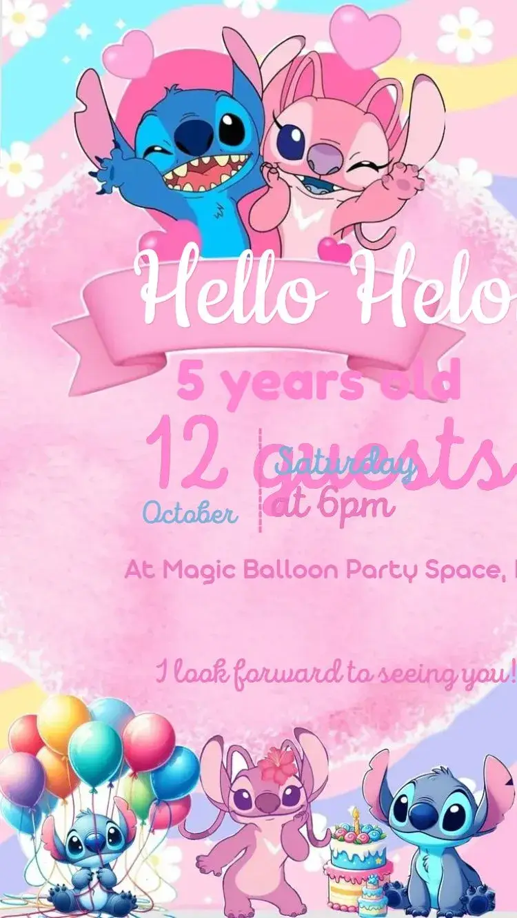 Stitch and Angel invitation