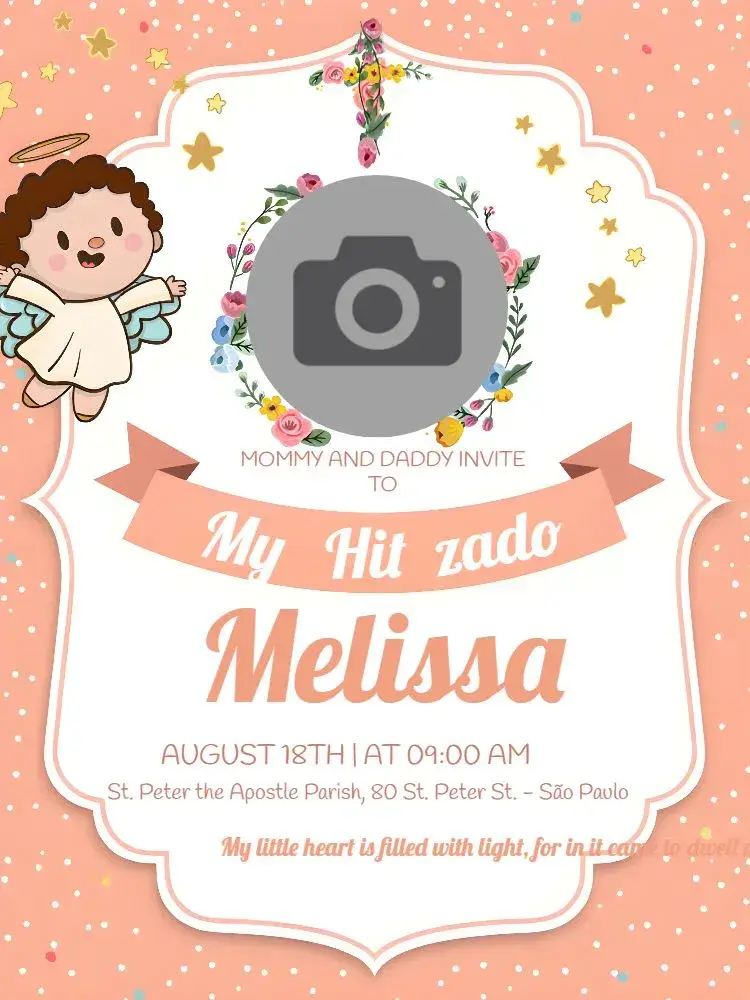 Baptism With Angel Photo invitation