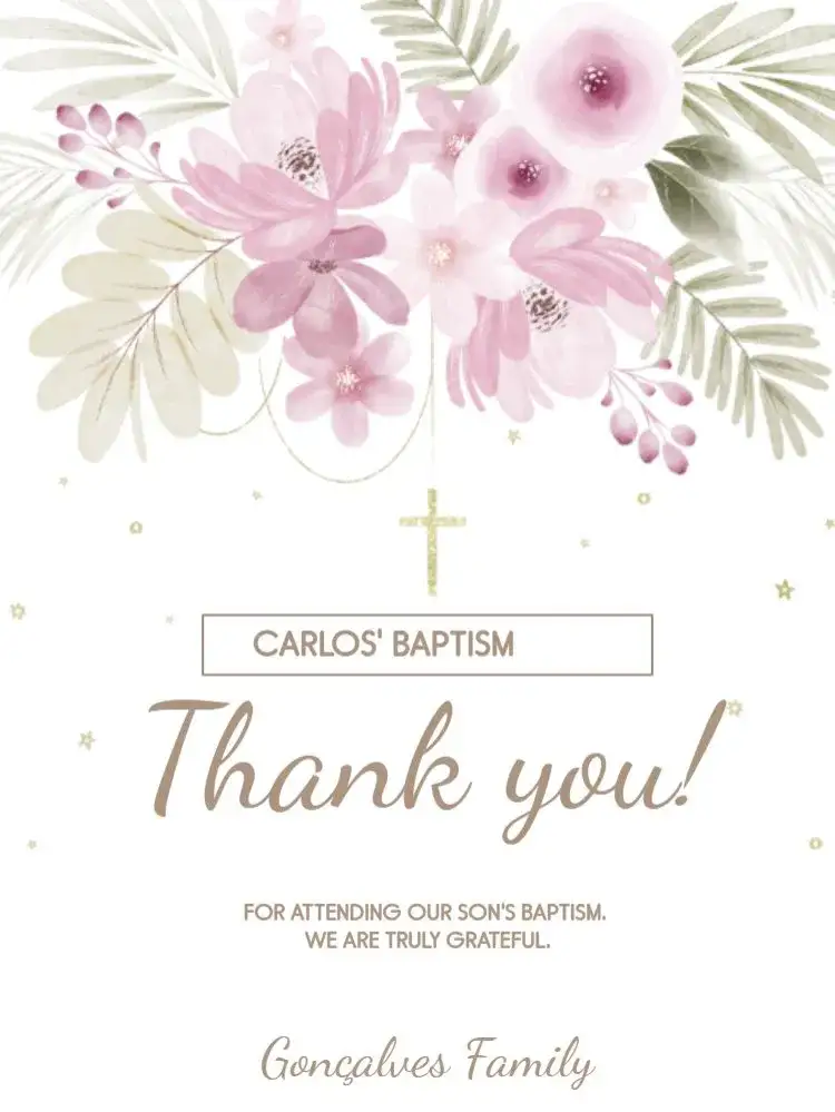 Invitation Thank You Card Baptism Clear Presence – Card theme clear, blue, delicate, floral, childlike, religious