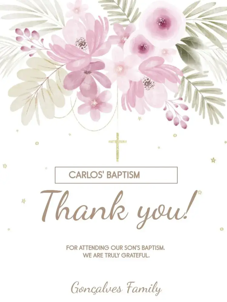 Thank You Card Baptism Clear Presence invitation